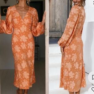 Hello Molly One Shoulder Floral Dress in Orange